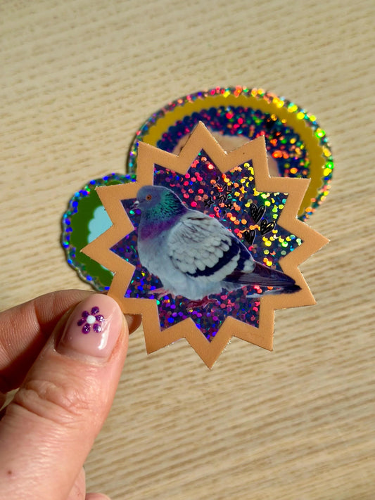 Disco Pigeon Glitter Sticker