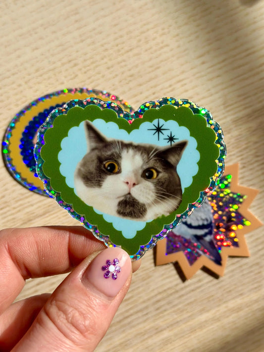 Love Cat Glitter Sticker