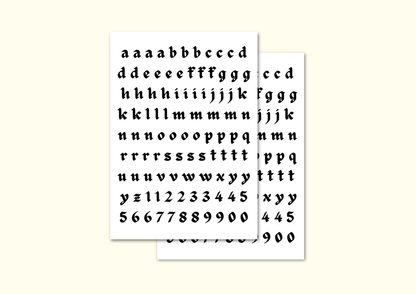 Medieval Alphabet Sticker Sheet