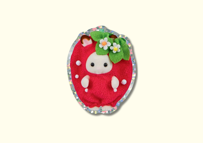 Strawberry Bunny Glitter Sticker