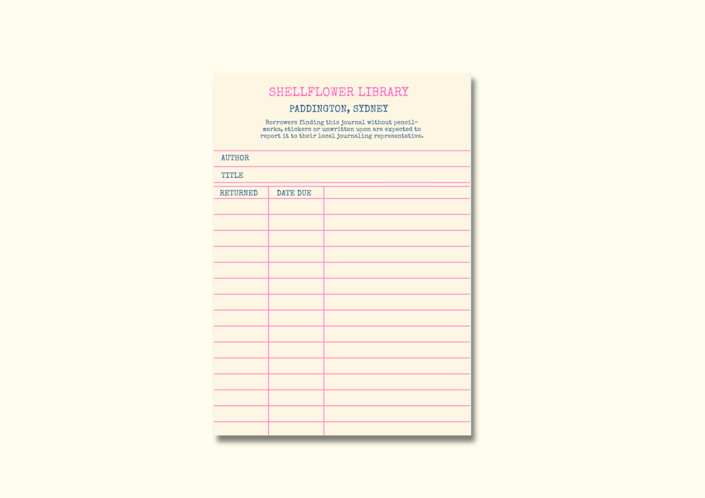Library Card Note Pad
