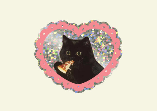 Pizza Cat Glitter Sticker